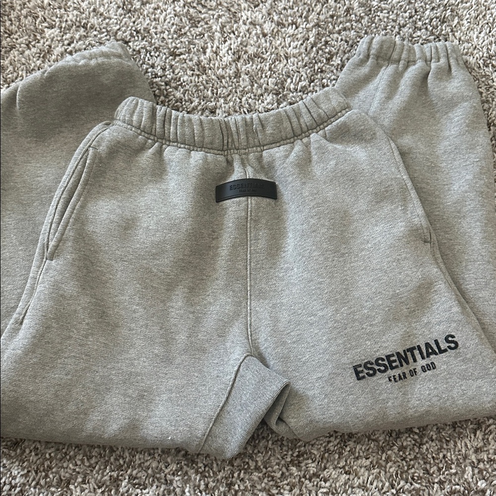 Boys Fear of God Essentials Heather Gray Sweatpants